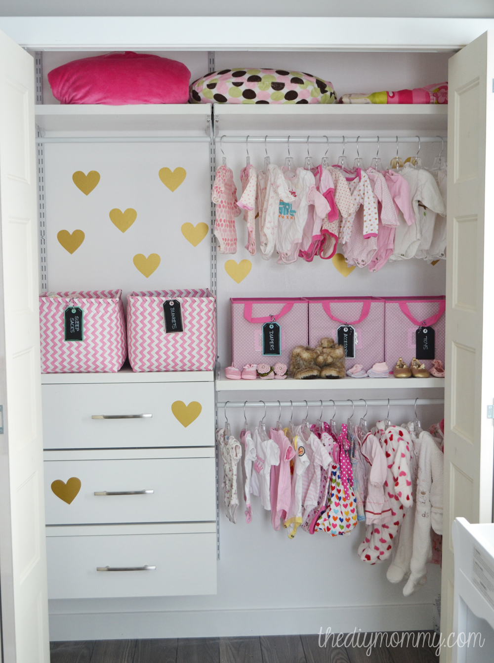An Organized Baby Closet with ClosetMaid ShelfTrack Elite